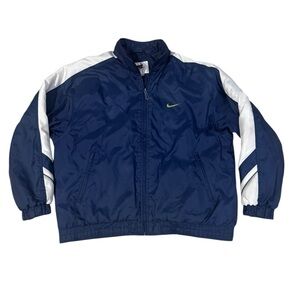 VTG Nike Quilted Soft Shell Zip Up Jacket Coat Womens XL Navy 90s White Tag
